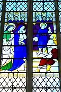 Stained glass by Harry Stammers, depicting the Finding of Christ in the Temple
