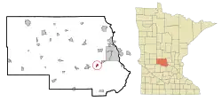 Location of Rockville within Stearns County, Minnesota