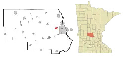 Location of St. Joseph within Stearns County, Minnesota