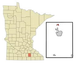 Location of Medford within Steele County, Minnesota