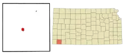 Location within Stevens County and Kansas
