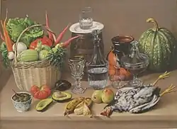 Still-life, oil on canvas painting by José Agustín Arrieta (Mexican), c. 1870, San Diego Museum of Art