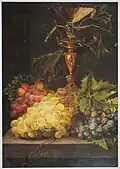Detail of a still life with a goblet and a bunch of grapes (before 1881)