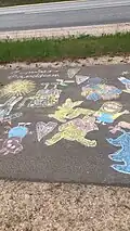 Graffiti on road, Latvia