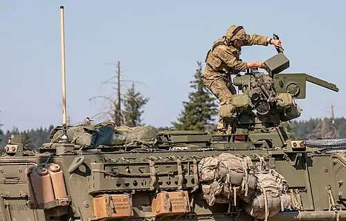 Stryker ICV with DVE-Wide cameras mounted on the rear and sides