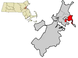 Location in Suffolk County and the state of Massachusetts