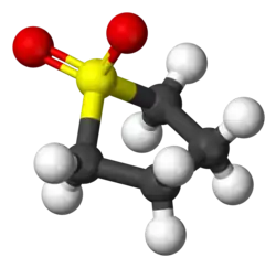 Ball-and-stick model of the sulfolane molecule