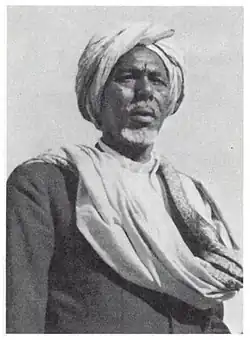 Sultan Abdillahi Deria, fourth Grand Sultan of the Somali Isaaq Sultanate, wearing a turban.