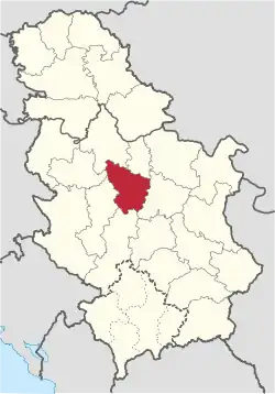 Location of district in Serbia