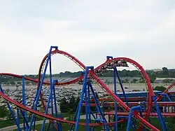 A train exiting the pretzel loop