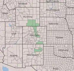 Symphyotrichum porteri native distribution: US — Colorado counties: Boulder, Douglas, El Paso, Gilpin, Jefferson, Larimer, Las Animas, and Teller; New Mexico counties: Harding and San Miguel; Wyoming counties: Albany, Carbon, and Laramie.