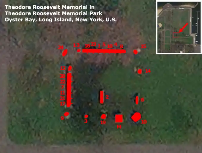 Map of Theodore Roosevelt Memorial in Theodore Roosevelt Memorial Park, Oyster Bay, NY