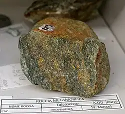 Talc-schist from Saint-Marcel, Valle d'Aosta, Italy