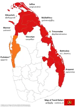 Area claimed as Tamil Eelam[citation needed]