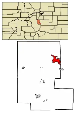 Location of the City of Woodland Park in Teller County, Colorado.