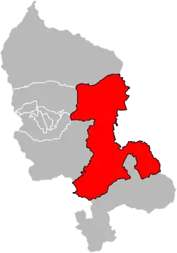 Situation of the canton of Grandvillars in the department of Territoire de Belfort