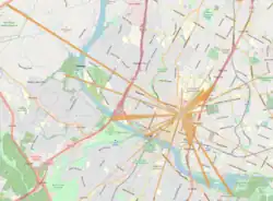 Map of Central Austin, Texas, with marked corridors radiating from the Capitol