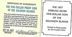 The Five Dollar Proof Coin of the Solomon Islands 24 October 1977