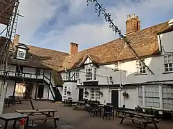 The George Hotel's courtyard with balcony later used in Shakespeare play productions