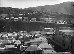 Old view of buildings in city