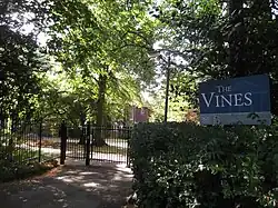 View through the main gate of The Vines on Pullens Lane.
