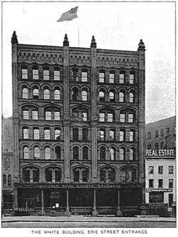 The White Building, 1881. Main and Erie Streets. Demolished