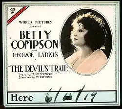 Betty Compson in profile on a promotional lantern slide
