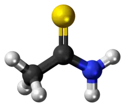 Ball-and-stick model of the thioacetamide molecule