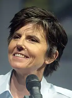 Tig Notaro speaking at the 2018 San Diego Comic-Con International in San Diego, California.
