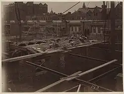 Steel I-beams framing the building provide structural support for Guastavino tile arches