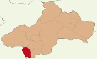 Map showing Sulusaray District in Tokat Province