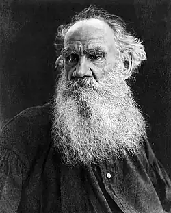 Leo Tolstoy with a large beard and moustache