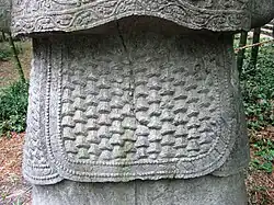 Close up of mountain pattern armour sculpture