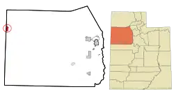 Location in Tooele County and the state of Utah