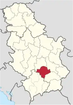 Location of district in Serbia