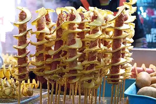 With sausages, sold in Seoul