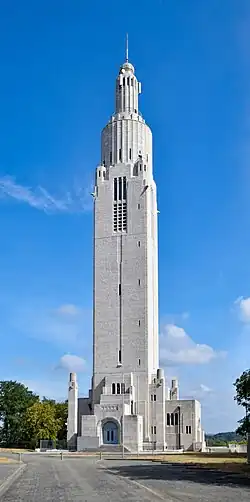 The Art Deco Memorial tower of the Interallied Memorial of Cointe complex