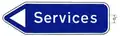 Supplementary direction sign indicating a service area.