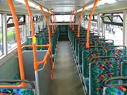Bus aisle with stairs
