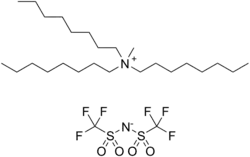 Skeletal formula of trioctylmethylammonium bis(trifluoromethylsulfonyl)imide