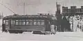 The trolleycar Camilla, of the Portland & Brunswick Street Railway, pictured at the castle's bridge during the winter of 1903 and 1904
