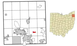 Location of Vienna Center in Trumbull County, Ohio.