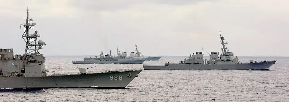 USS Thorn, USS Cole, ARA Sarandí and USS Gonzalez in the Atlantic Ocean on 5 September 2003