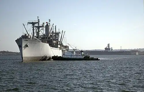 SS Lane Victory pulls into San Diego