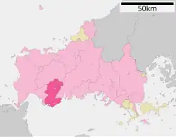 Location of Ube in Yamaguchi Prefecture