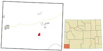 Location in Uinta County and the state of Wyoming