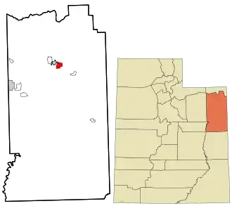 Location in Uintah County and the state of Utah