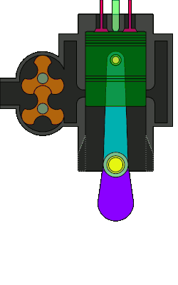 Two-stroke diesel uniflow engine animation