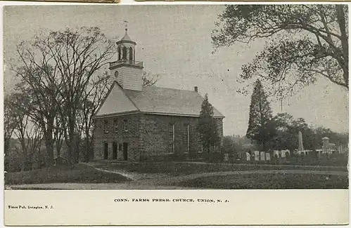The church on a vintage postcard