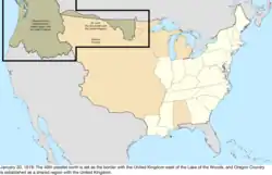 Map of the change to the United States in central North America on January 30, 1819